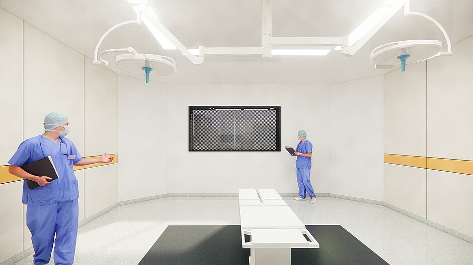 perspective architecturale #NouveauCHURennes - bloc opératoire du centre chirurgical et interventionnel (CCI) - Agrandir l'image (fenêtre modale)