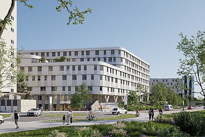 Perspective architecturale #NouveauCHURennes - Accès Sud hôpital femme-mère-enfant (FME)